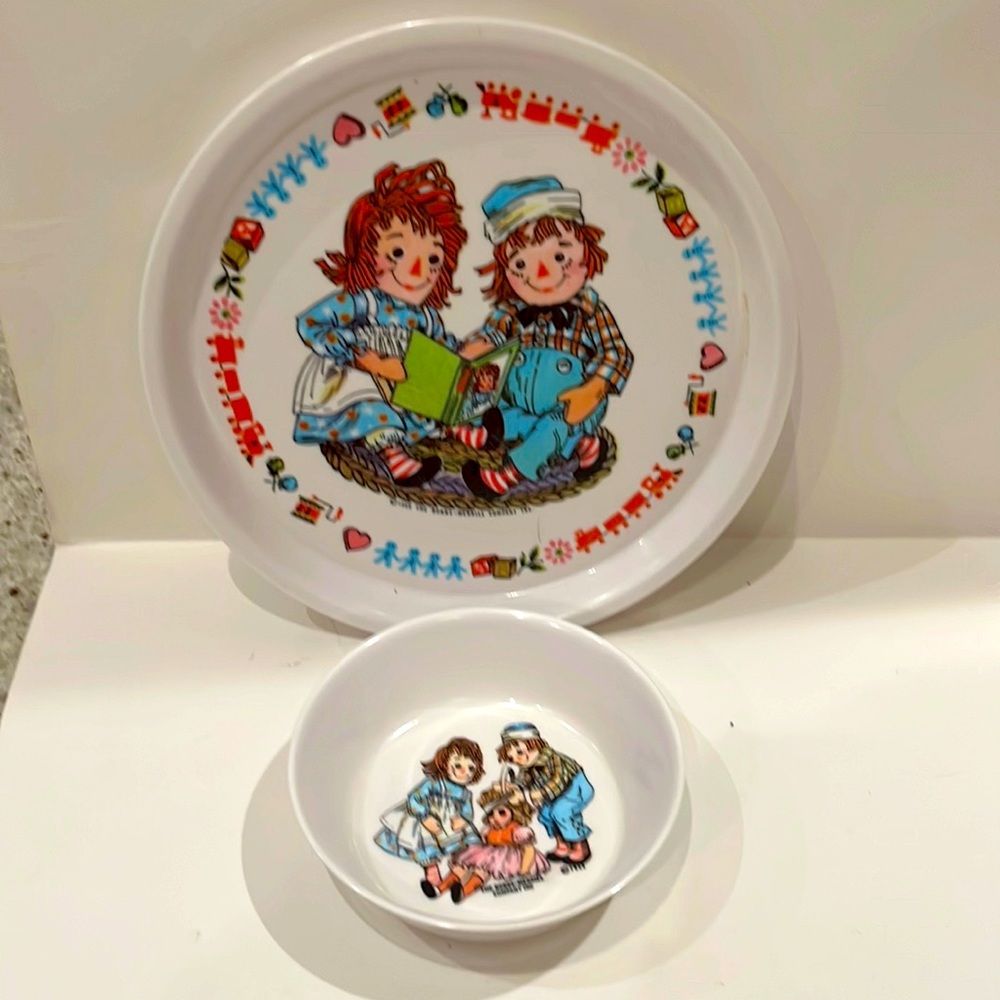 Raggedy Anne Doll Themed Kid’s Plate and Bowl Set Melamine